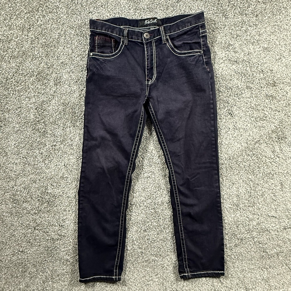 True Luck Jeans Mens 34x30 Dark Wash Straight Leg Stretch Contrast Stitch